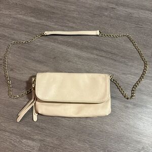 Cream crossbody bag with gold hardware